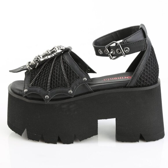 Whimsigoth 90s Goth Bat Wing Skelton Platform Sandals - Picture 5 of 5